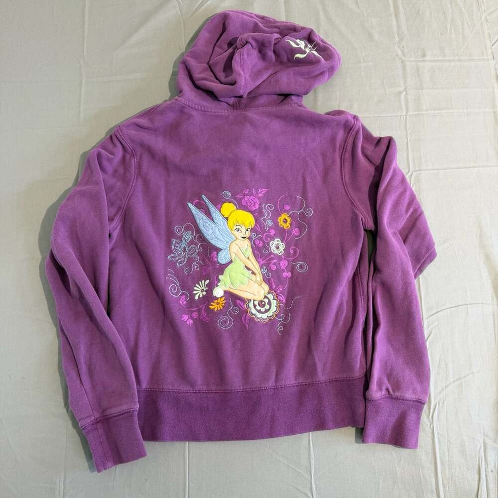 Disney Parks Tinker Bell Zip Up Hoodie Size M Purple Fleece